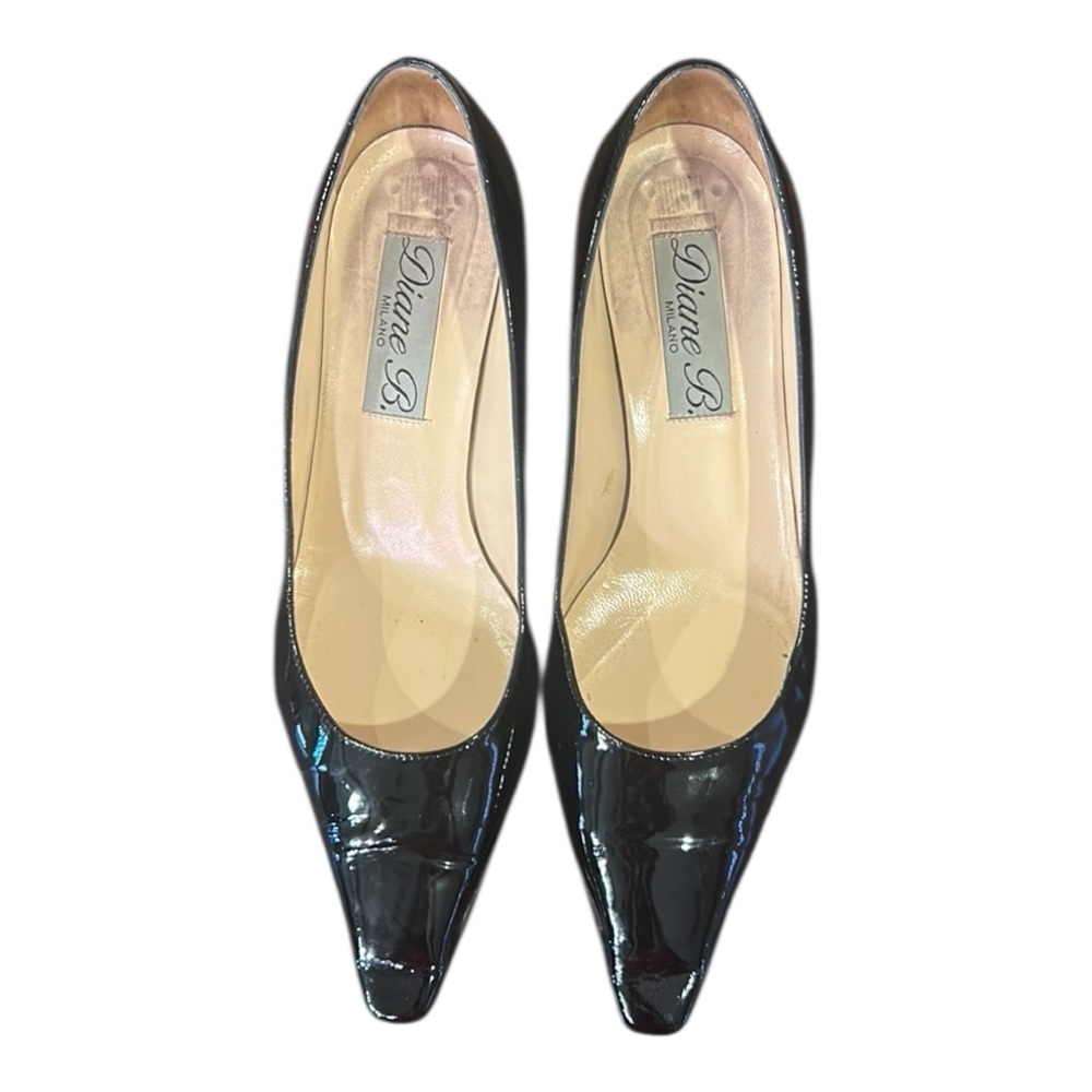 Diane B. Milano Women’s Black Patent Pointed Toe Pump Red Heels Size 8.5 - Picture 6 of 10